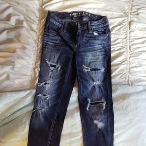 AE jeggings size 0 ripped look